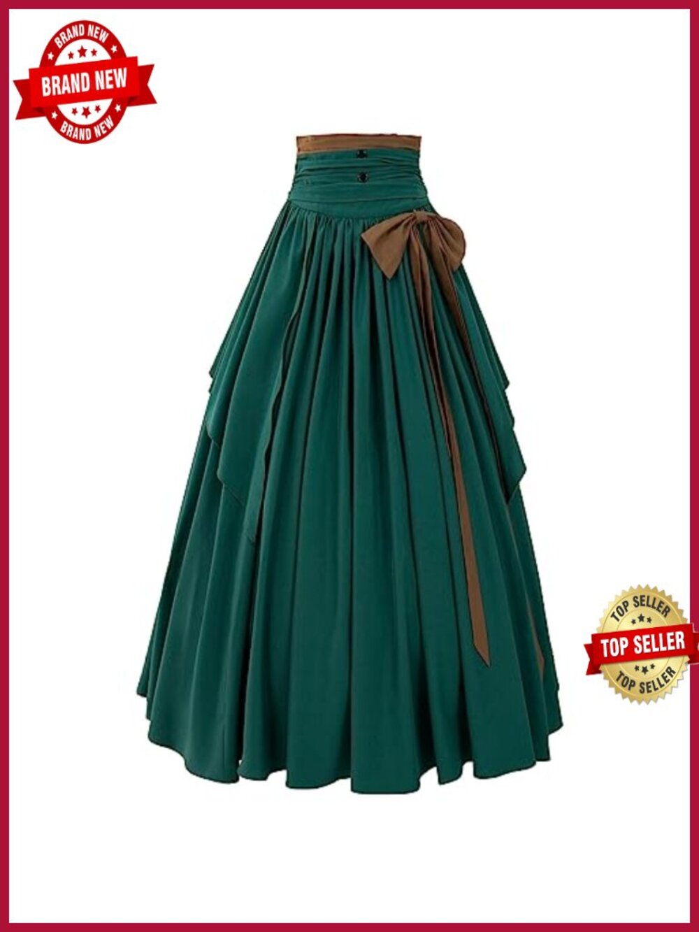 Victorian Renaissance Peasant Maxi Skirt High Waist Elastic Costume